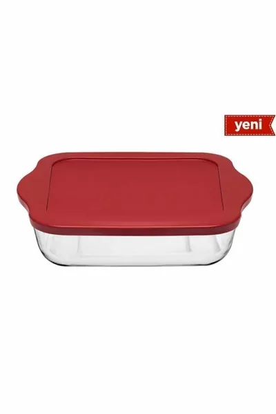 Borcam Red Lidded Square Storage Container Tray