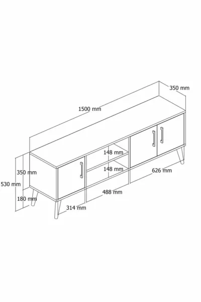 Exxen CM (Wooden Leg) TV Unit Basket - White