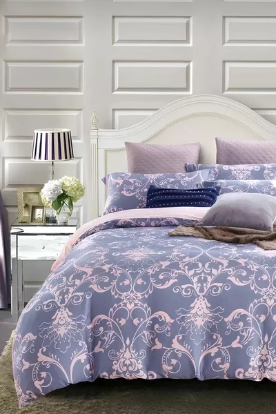 Dubbelzijdig Dubbel Dekbedovertrekset met Elastisch Hoeslaken en Motief