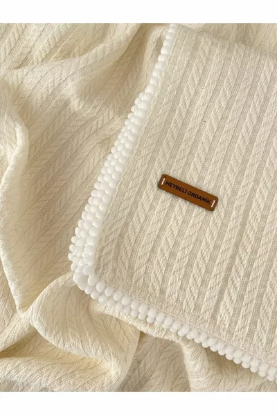 Strickmuster % Baumwolle Baby-Piqué-Decke Ecru  cm