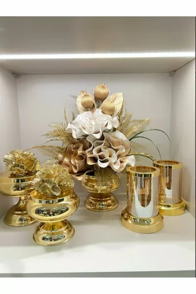 طقم من 5 قطع بأزهار صناعية رقم 2