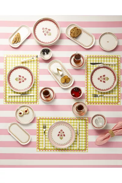 Cloves Seramik Kahvaltı Takımı  parça 6 kişilik Pembe