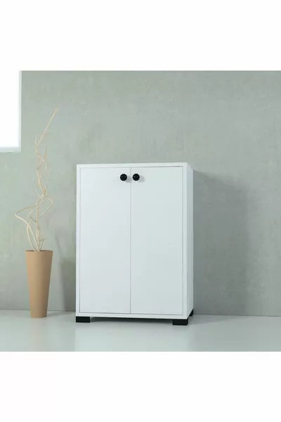 Многофункционален бял шкаф Lady с 3 рафта