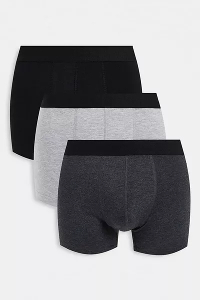 Мъжки боксерки с памук и ликра, комплект от 3 броя, смесени цветове