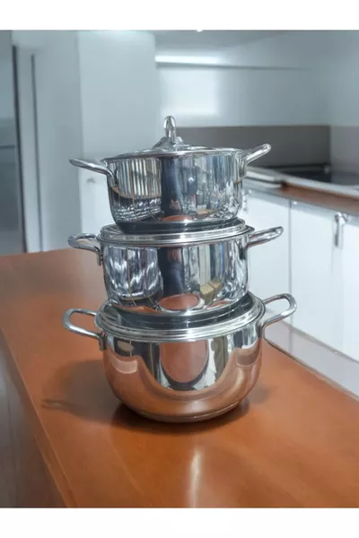 Samira glazen deksel stalen pannenset  cm  cm  cm