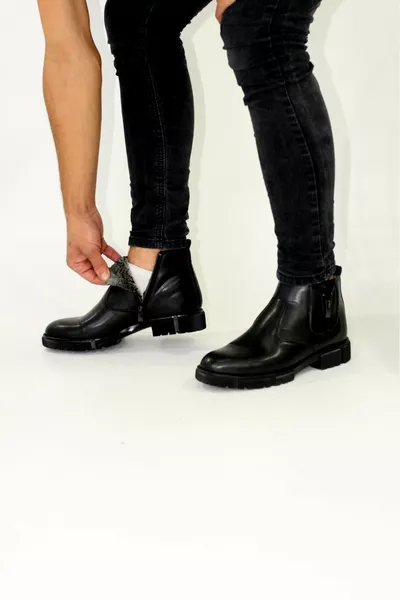 Rasgo مقاوم للماء البرد والدليل على الفراء داخل مضمونة الجلود للجنسين الشتاء سستة غير زلة الأحذية الوحيدة