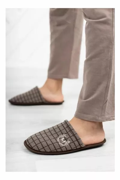 Motif Marrone Pantofole da casa da uomo Pantofole invernali