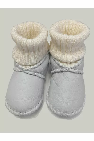 Baby Unisex Bio Lammfell Erste Schritt Schuhe mit Socken Panduf Stiefeletten - 