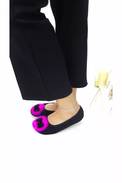 Fancy Velvet House, Hajj, Umrah Babeti, Geschenk, Täglich Ballerigranis mit Federn, Ballerinas mit Federn, Panduf, Stiefeletten, Show Kitty Kitty