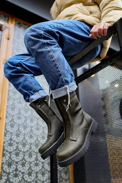  Квебек Молния Ортопедическая Подошва Повседневная Кожа Мужские Почтовые Сапоги CST Хаки