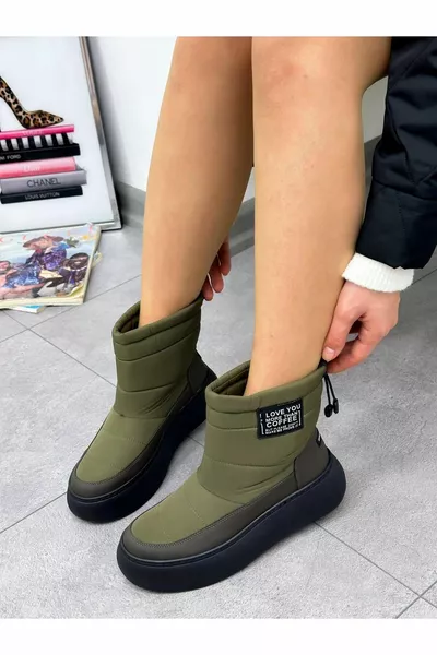 مظلة كاكي (Foreo) أحذية ثلجية نسائية صوفية مقاومة للماء