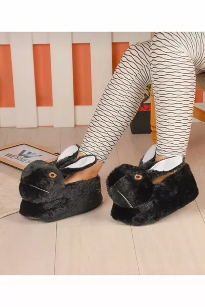 المرأة الأرنب الأسود باندوف الأحذية المحلية