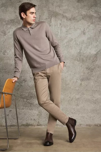 أحذية جلدية رجالية , بني