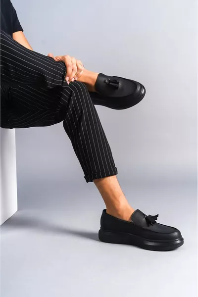  ST عديمة الدانتيل العظام وحيد كورسيك نوع شرابة الرجال الكلاسيكية أحذية عارضة أسود