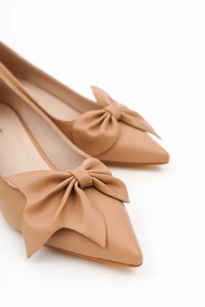 Camila Nude Bow (4см) Заострени токчета