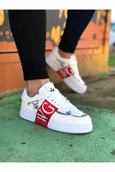 أنثوي تاتش  حذاء كاجوال رجالي أبيض أحمر