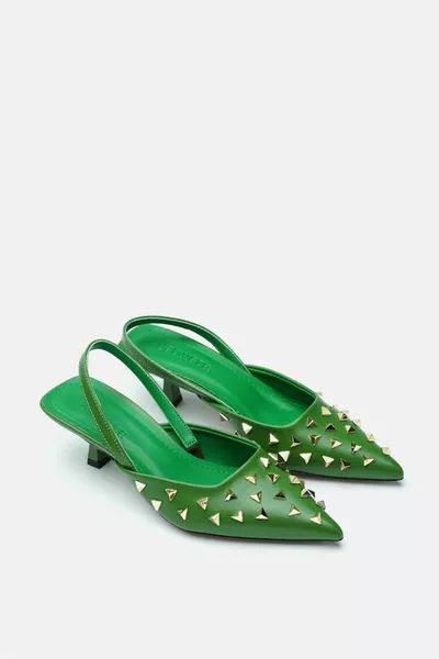 حذاء روسي نسائي بكعب أخضر