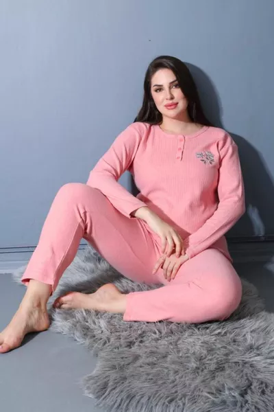 نمط واسع الشتاء بالإضافة إلى حجم مسحوق الوردي أمي بيجامة مجموعة