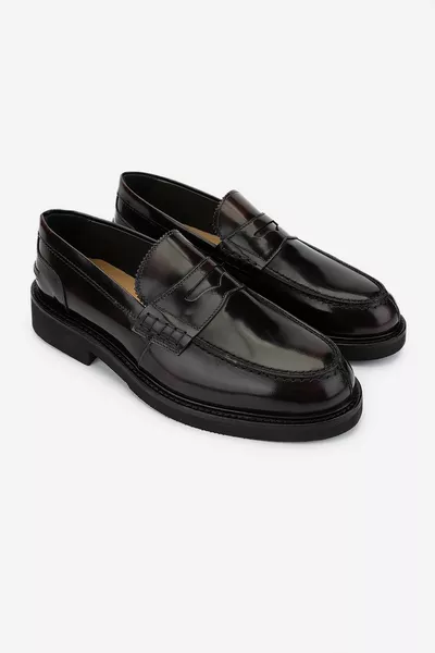 Burgunderfarbene Loafer-Schuhe aus echtem Leder für Herren