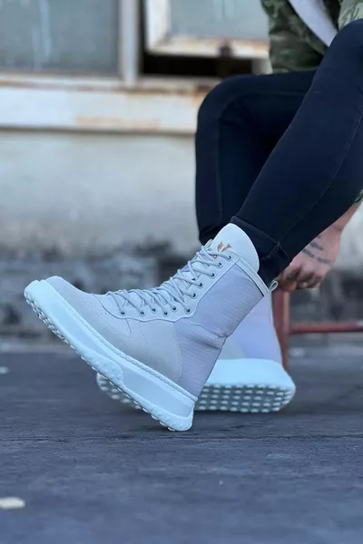  Сиви велурени дълги ботуши с връзки