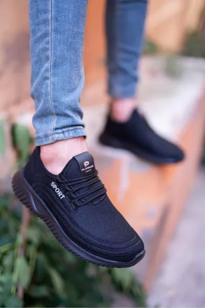 حذاء رياضي أسود بسيط رياضي صيفي لتقويم العظام 