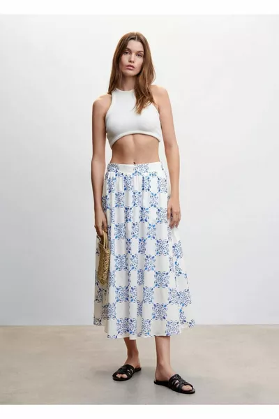 Collet Detailed Patterned Skirt