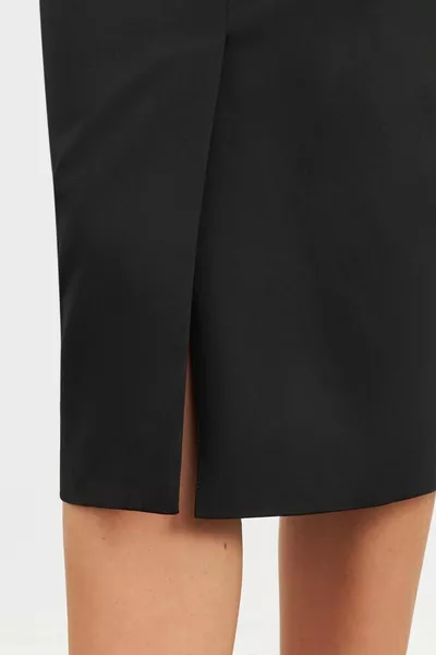 Zwarte taille touw riem gedetailleerde potloodrok