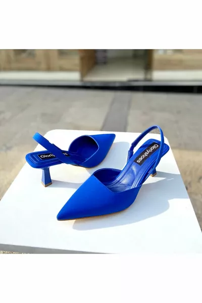 ساكس أزرق ستان كعب 5 سم