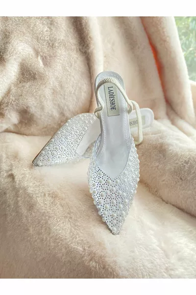 حجر اللؤلؤ الليزر المطبوعة أحذية الأميرة ذات الكعب العالي