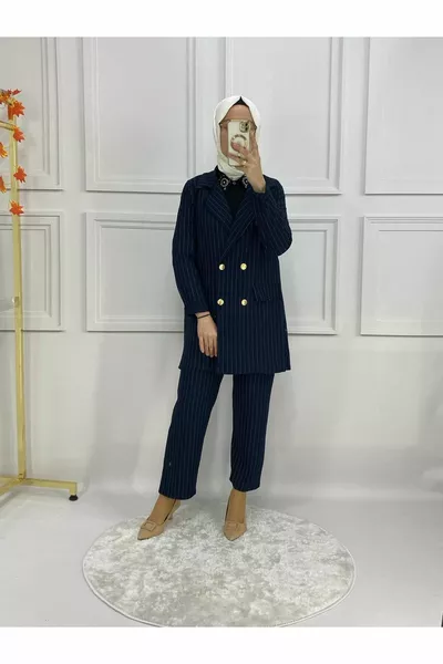 Équipe Rayée Bleu Marine Femme - 