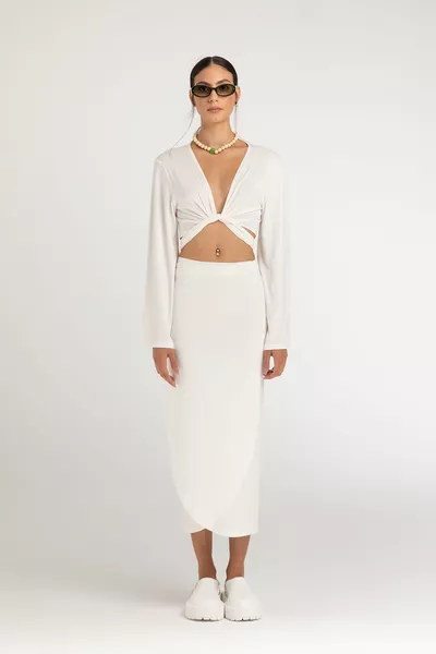 Gonna avvolgente ultra morbida ecru