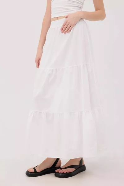 Ongevoerde lange rok met elastiek in de taille 