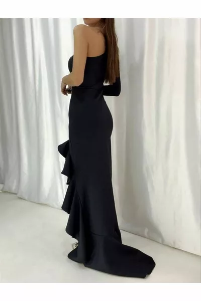 Manica singola Twist Design balza fessura maxi lunghezza abito da sera