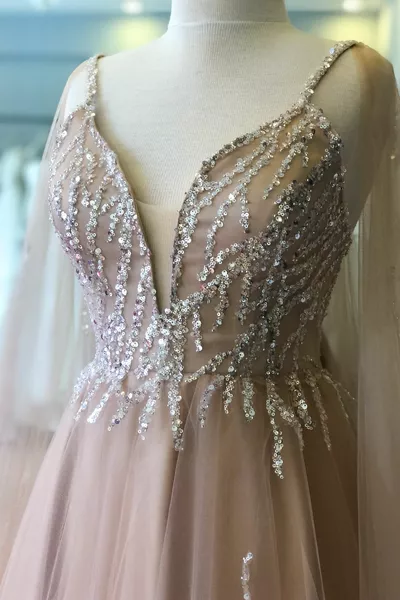 مساء اللباس وسهرة اللباس مع تان الترتر الدانتيل التفاصيل