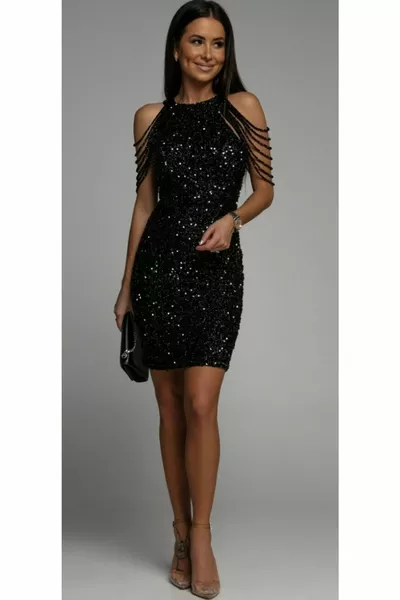 Hilaltrend Halter Neck Mini Pulpayet Dress