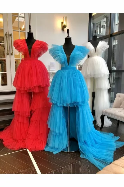 Клеопатра къса предна дълга задна тюл рокля