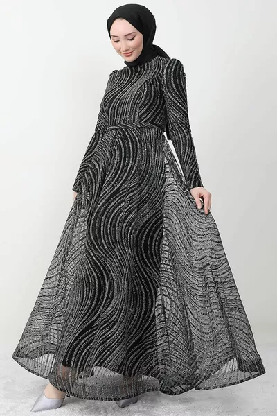 Elsa Hijab Avondjurk Zwart