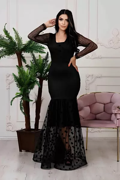 Scuba Pauntiye Mesh Fabric Design Low-Cut Fish Abito da sera