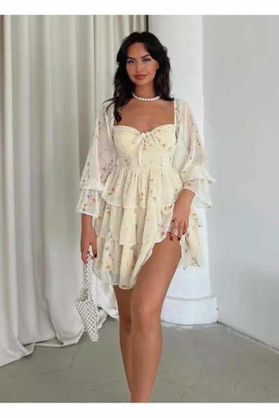 Жените мини шифон цветен модел Glop рокля