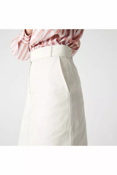 Дамска бяла пола с висока талия