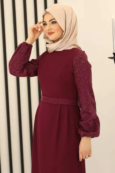 Hilal Avondjurk Plum - Design - 