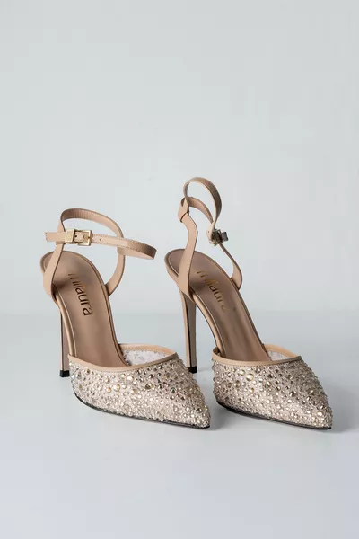 المرأة عارية الكاحل التعادل جلد طبيعي الكعب الخنجر 