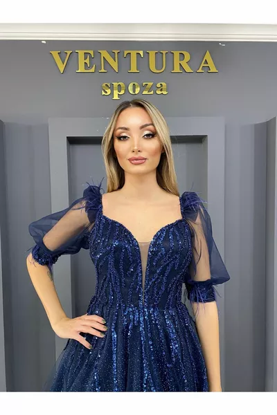 Robe de fiançailles transparente à manches ballon