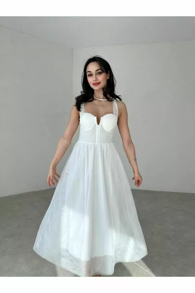 PRINCESS MODEL DRESS WITH CROSS ROPE DETAIL