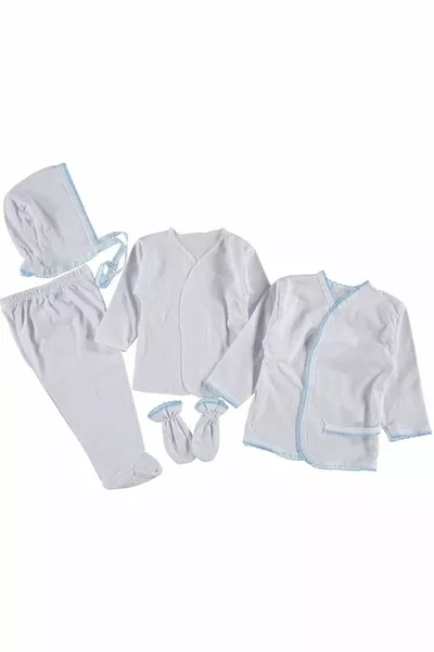 Newborn Five-Piece Onesie Set: Inner and Outer Onesie, Pants, Hat, Gloves