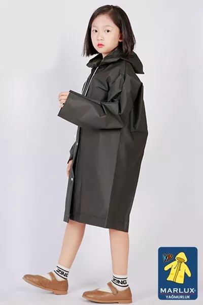 Impermeabile Nero Antivento da Bambino Unisex