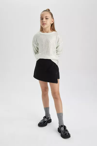 Girls' Bicycle Neck Knit Sweater wn