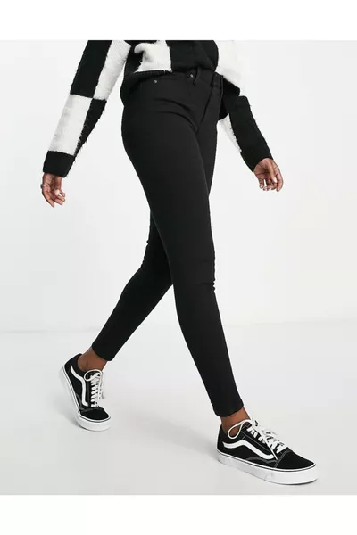 Jean skinny taille haute noir gainant