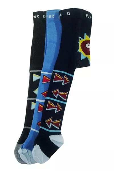 Lot de 3 collants colorés à motifs pour bébé garçon