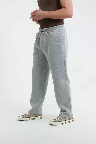 Pantaloni della tuta 3 Strisce, gamba larga, baggy, in cotone felpato invernale